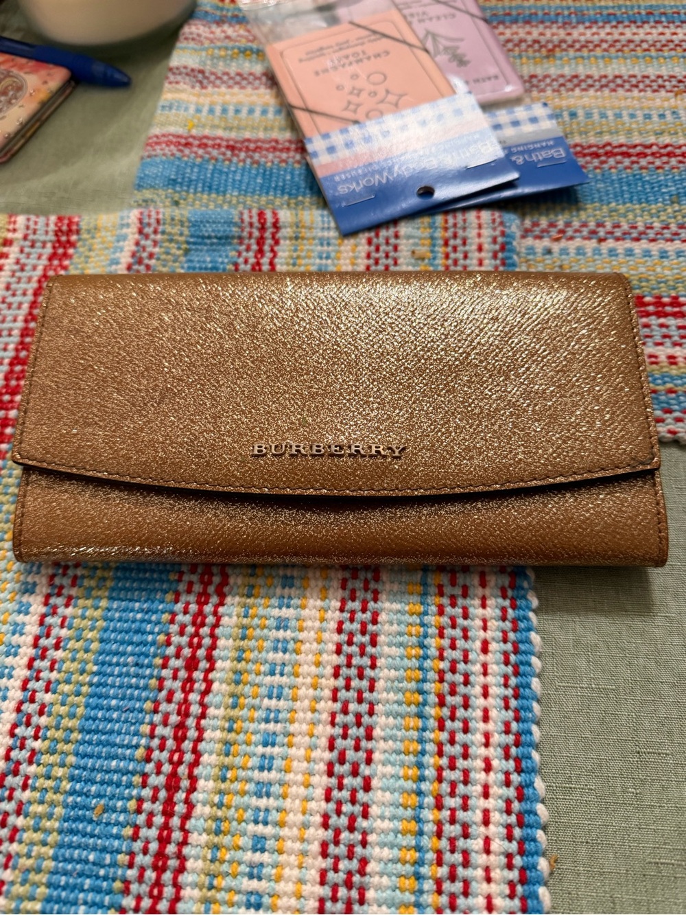 Burberry Metallic Bronze Leather Continental Wallet